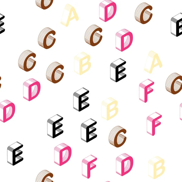 Ανοιχτό Ροζ Κίτρινο Χωρίς Ραφή Πρότυπο Διάνυσμα Abc Σύμβολα Λαμπρό — Διανυσματικό Αρχείο