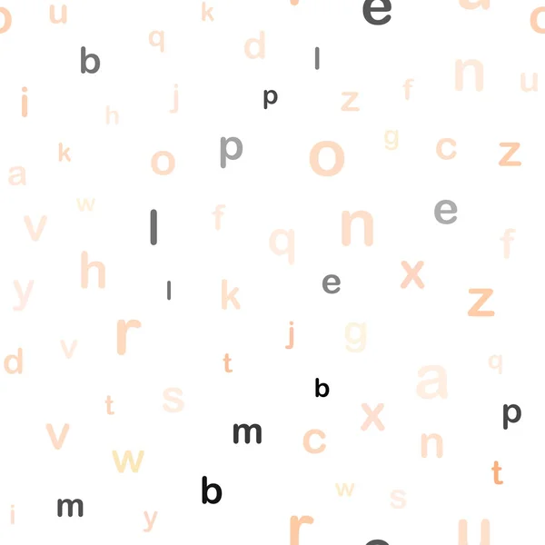Ljus Orange Vektor Sömlös Layout Med Latinska Alfabetet Abstrakta Illustrationen — Stock vektor