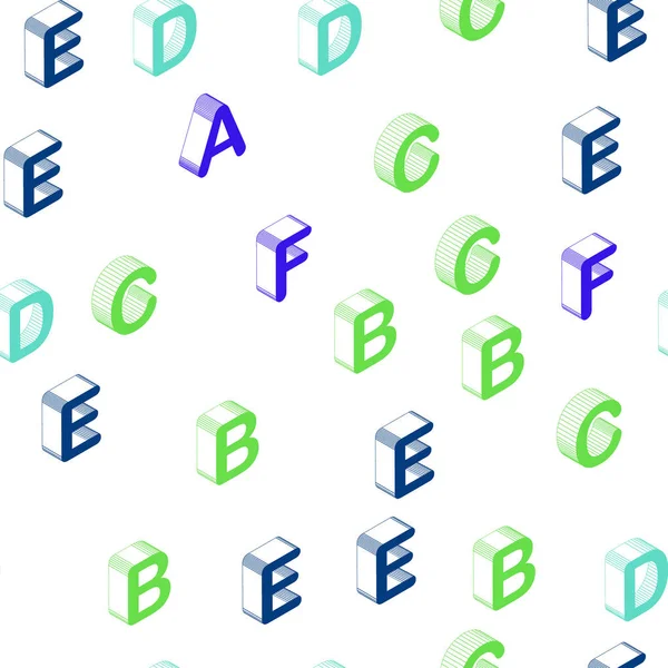 のラテン系のアルファベットとベクトルのシームレスなレイアウト アルファベットの標識ある スタイルにカラフルなグラデーション デザイン トレンディなファブリック 壁紙のパターン — ストックベクタ