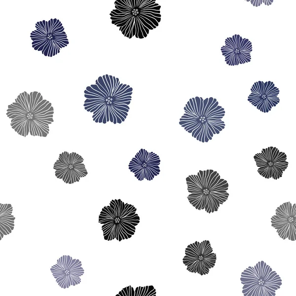 Dark Purple Vector Seamless Natural Pattern Flowers Colorful Illustration Doodle — Stock Vector