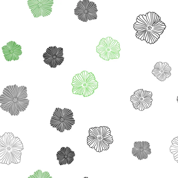 Vector Verde Claro Plantilla Elegante Sin Costuras Con Flores Diseño — Archivo Imágenes Vectoriales