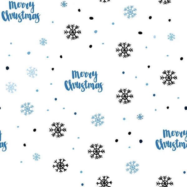Lichtblauwe Vector Naadloos Patroon Met Kerst Sneeuwvlokken Schitterende Kleurrijke Illustratie — Stockvector