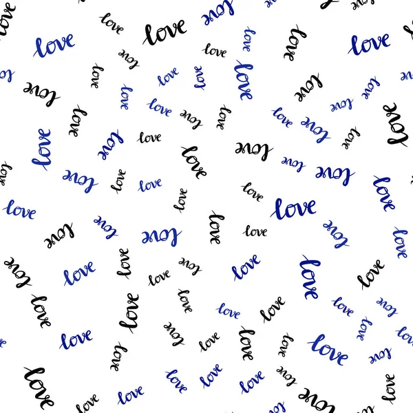 Dark Blue Vector Seamless Pattern Phrase Love You Decorative Illustration — Stock Vector