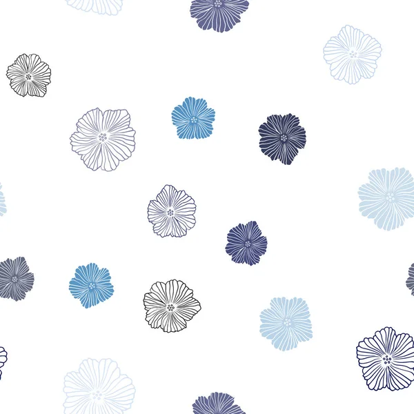 Dark Blue Vector Seamless Doodle Pattern Flowers Colorful Illustration Doodle — Stock Vector