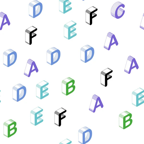 光の多色ベクトル Abc シンボルとシームレスなパターン アルファベットの標識ある スタイルにカラフルなグラデーション デザイン ファブリック 壁紙のデザインのパターン — ストックベクタ