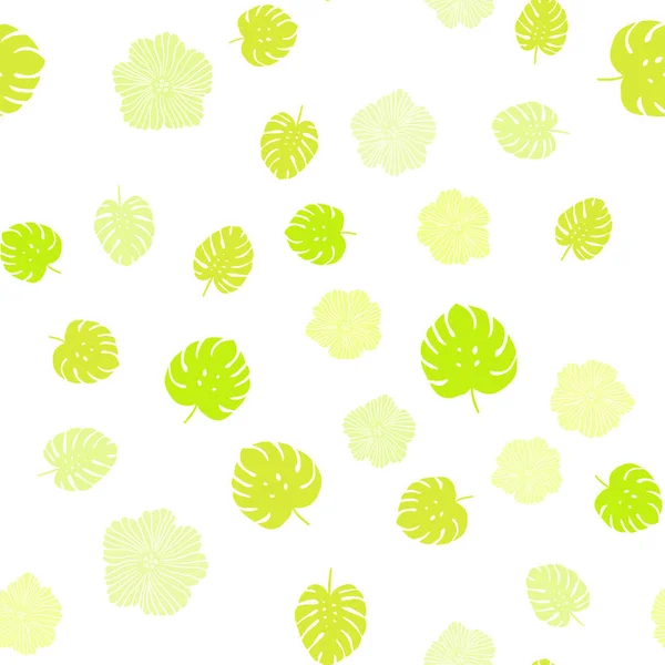 Verde Claro Vector Amarillo Fondo Abstracto Sin Costuras Con Flores — Archivo Imágenes Vectoriales