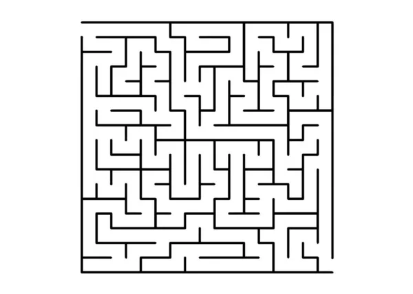 Fundo Vetorial Branco Com Labirinto Preto Ilustração Complexa Com Labirintos — Vetor de Stock