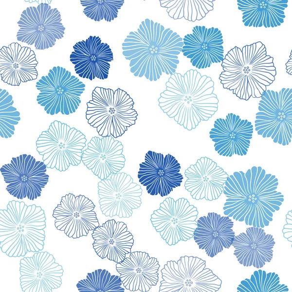 Light Blue Vector Seamless Natural Backdrop Flowers Sketchy Doodle Flowers — Stock Vector