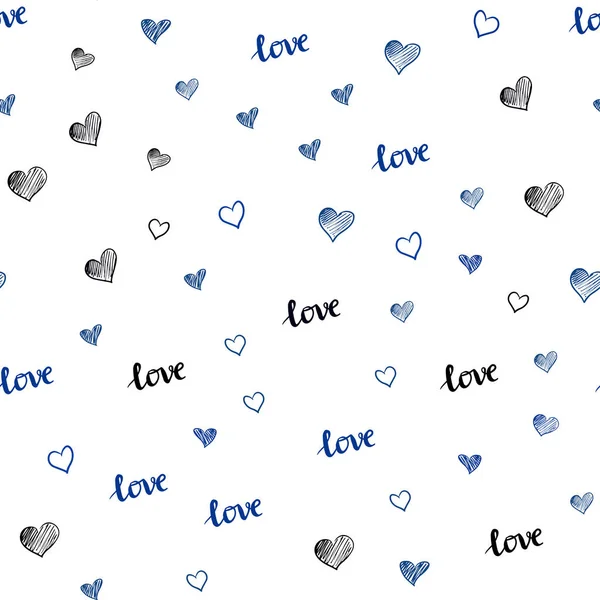 Vecteur Bleu Foncé Motif Sans Couture Avec Phrase Love You — Image vectorielle