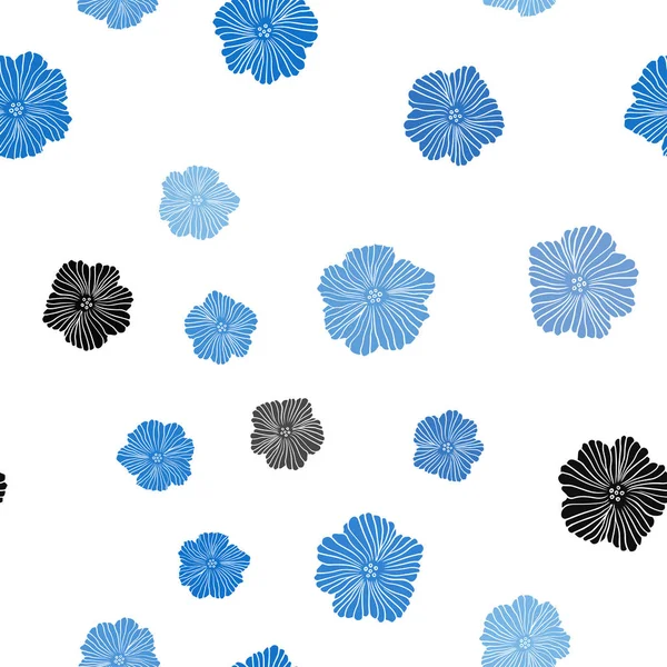 Світло Блакитна Вектор Безшовні Doodle Візерунок Квітами Doodle Ілюстрація Квіти — стоковий вектор