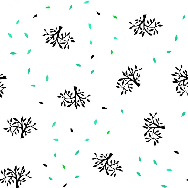 Ανοιχτό Πράσινο Διάνυσμα Φόντο Απρόσκοπτη Doodle Φύλλα Κλαδιά Εικονογράφηση Doodles — Διανυσματικό Αρχείο