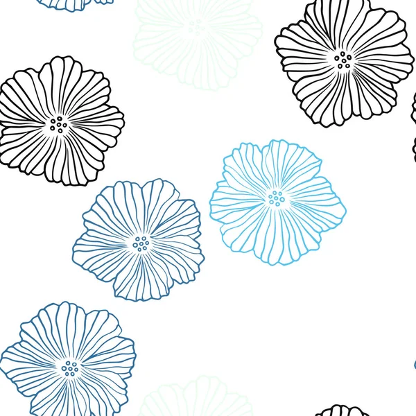 Hellblauer Vektor Nahtlose Natürliche Kunstwerke Mit Blumen Blumen Mit Farbverlauf — Stockvektor