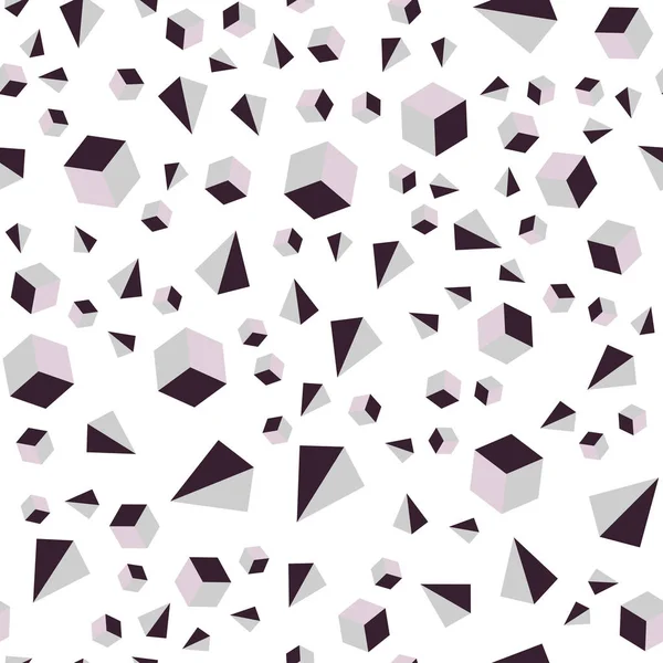 Ljusrosa Gul Vector Sömlös Isometrisk Bakgrund Med Trianglar Kuber Dekorativ — Stock vektor