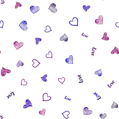 Açık mavi, kırmızı vektör sorunsuz zemin ile ifade Love You, kupa. Renkli resimde alıntı Love You, kalpleri ile. Doku pencere panjur, perdeler için.