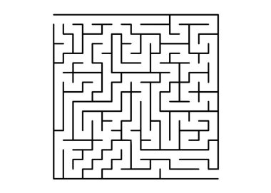 Vektör düzen siyah bir labirent ile beyaz, çöz bakalım. Siyah ve beyaz labirent basit bir tarzda. Kavram pazzle, labirent kitaplar, dergiler.