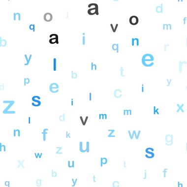 Hafif mavi vektör izole harflerle sorunsuz şablonu. Renkli illüstrasyon izole harflerle parlayan. Tekstil, kumaş, duvar kağıtları için tasarım.