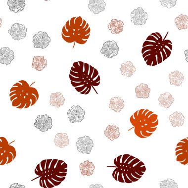 Işık kırmızı vektör çiçekli, yaprakları sorunsuz zarif şablonu. Parlayan resimde yaprak ve çiçek ile renkli. Desen için modaya uygun Kumaş, duvar kağıtları.