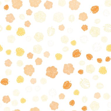 Işık turuncu vektör yaprak, çiçek ile Dikişsiz soyut desen. Parlayan resimde yaprak ve çiçek ile renkli. Kartvizit, Web siteleri için şablon.