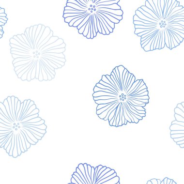 Hafif mavi vektör sorunsuz doodle deseni çiçekli. Beyaz arka plan üzerinde doğal tarzı çiçeklenir. Desen için modaya uygun Kumaş, duvar kağıtları.