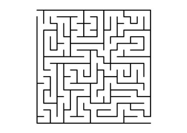 Vektör şablon siyah bir labirent ile beyaz, bulmaca. Soyut illüstrasyon labirent üzerinde beyaz bir arka plan ile. Kitaplar, dergiler karmaşık görevler için kavram.