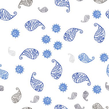 Koyu pembe, mavi yapraklar ve çiçekler ile sorunsuz doodle doku vektör. Yaprak ve çiçek ile zarif bir parlak örnek. Kartvizit, Web siteleri için şablon.