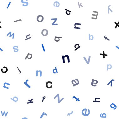 Koyu mavi vektör alfabe belirtileri ile sorunsuz arka plan. Bulanık tasarım alfabe belirtileri ile basit tarzı. Tekstil, kumaş, duvar kağıtları için tasarım.