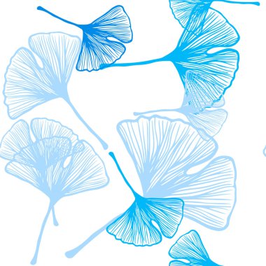 Hafif mavi vektör sorunsuz doodle desen yaprakları ile. Doodle yaprakları gradyan ile Origami tarzında Illustration. Tekstil, kumaş, duvar kağıtları için tasarım.