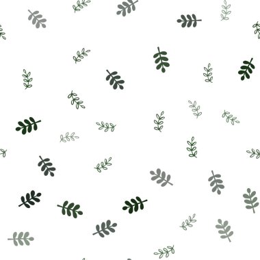 Koyu yeşil yaprakları ile Dikişsiz doğal desen vektör. Dekoratif illüstrasyon soyut şablonundaki karalamalar ile. Desen için modaya uygun Kumaş, duvar kağıtları.