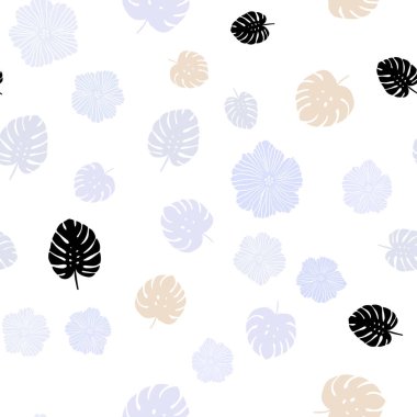 Hafif mor vektör çiçekli, yaprakları sorunsuz arka plan. Yaprak ve çiçek ile modern soyut resim. Tekstil, kumaş, duvar kağıtları için tasarım.