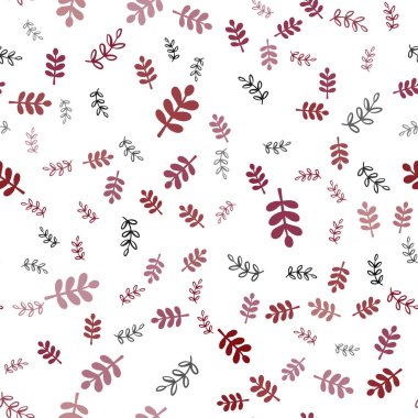 Yapraklar, dallar ile koyu kırmızı vektör sorunsuz doodle doku. İllüstrasyon soyut şablonundaki karalamalar ile. Tekstil, kumaş, duvar kağıtları için tasarım.