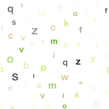 Açık yeşil, kırmızı vektör sorunsuz düzen latin alfabesi ile. Bulanık tasarım alfabe belirtileri ile basit tarzı. Tasarım için duvar kağıdı, kumaş üreticileri.