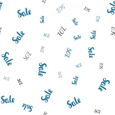 Hafif mavi vektör 30, 50, % 70 indirim ile sorunsuz düzeni. Degrade illüstrasyon indirimli beyaz zemin üzerinde imzalar. Reklamlar için zemin broşürler siyah Cuma.