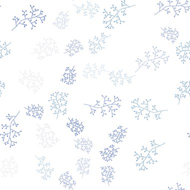Açık mavi, vektör sorunsuz doodle desen dalları ile sarı. Yaprakları ve beyaz arka plan üzerinde gradyan ile şubeleri. Desen için modaya uygun Kumaş, duvar kağıtları.