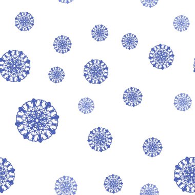 Hafif mavi vektör güzel kar taneleri ile sorunsuz kapak. Bulanık dekoratif tasarım kar ile xmas tarzında. Desen tasarım pencere panjur, perdeler.