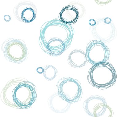 Hafif mavi vektör küreler ile seamless modeli. Soyut illüstrasyon renkli baloncuklar doğa tarzı ile. Doku pencere panjur, perdeler için.