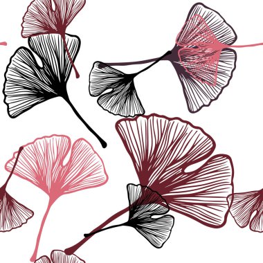 Işık kırmızı, sarı vektör sorunsuz doodle desen yaprakları ile. Modern geometrik soyut illüstrasyon ile bırakır. Doku pencere panjur, perdeler için.