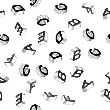 Alfabe 3d belirtileri ile sorunsuz arka plan ışık gri vektör. Alfabe belirtileri ile 3d tarzı renkli gradyan teması. Kartvizit, Web siteleri için şablon.