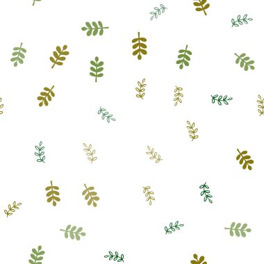 Koyu yeşil, sarı vektör sorunsuz doodle şablon yaprakları ile. Doodle yaprakları gradyan ile Origami tarzında Illustration. Desen için modaya uygun Kumaş, duvar kağıtları.