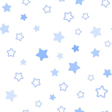 Renkli yıldız ile sorunsuz arka plan ışık mavi vektör. Glitter soyut illüstrasyon renkli yıldız ile. Tekstil, kumaş, duvar kağıtları için tasarım.