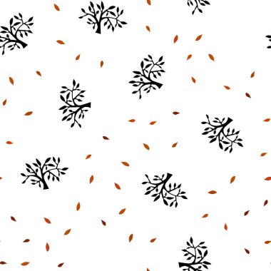 Yaprakları, koyu turuncu vektör sorunsuz soyut tasarımıyla dalları. Yaprakları doodle tarzı ile renkli soyut resimde. Doku pencere panjur, perdeler için.