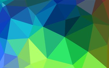 Açık mavi, yeşil vektör eğimli şablon. Üçgenlerden oluşan parlayan çokgen çizimler. Marka kitabınız için yeni şablon.