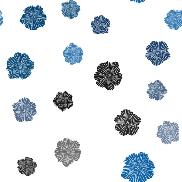 Hellblaue Vektor Nahtlose Gekritzeltextur Mit Blumen Blumen Natürlichem Stil Auf — Stockvektor