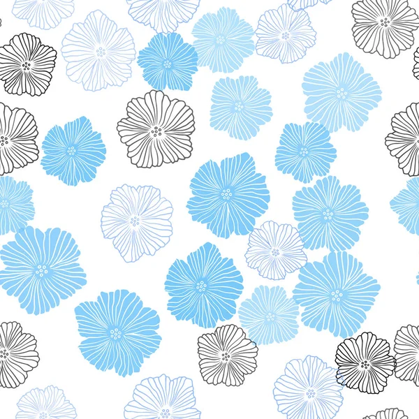 Light Blue Red Vector Seamless Doodle Pattern Flowers Colorful Illustration — Stock Vector