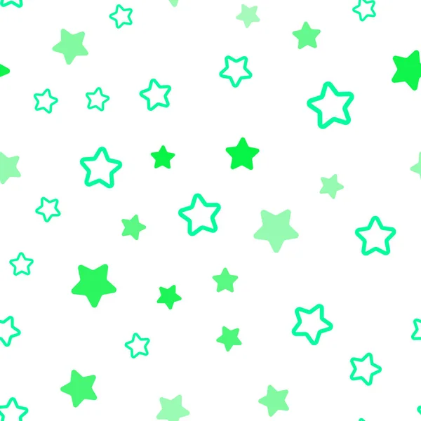 Vector Verde Claro Textura Sin Costuras Con Hermosas Estrellas Ilustración — Archivo Imágenes Vectoriales