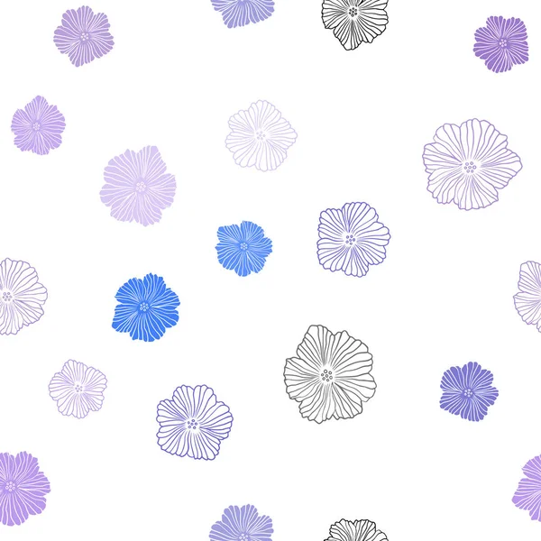 Hellrosa Blaues Vektor Nahtloses Doodle Muster Mit Blumen Leuchtende Farbige — Stockvektor