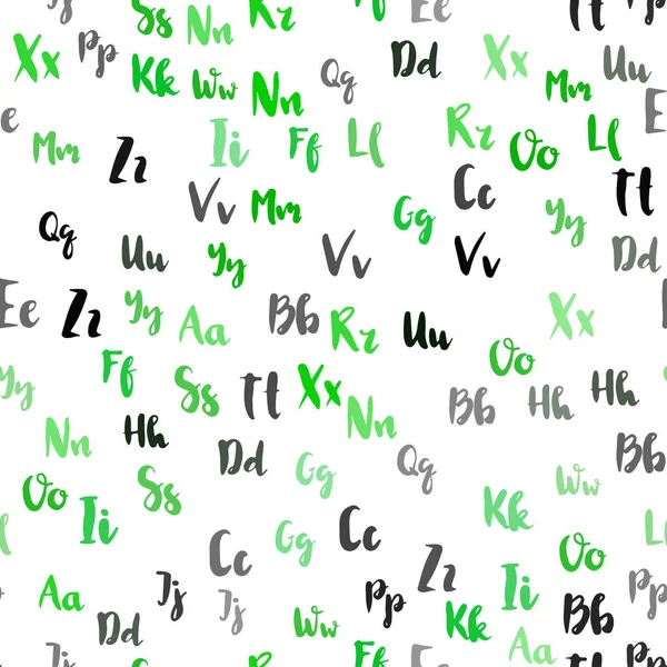 Texture Transparente Vert Clair Vecteur Jaune Avec Caractères Abc Signes — Image vectorielle