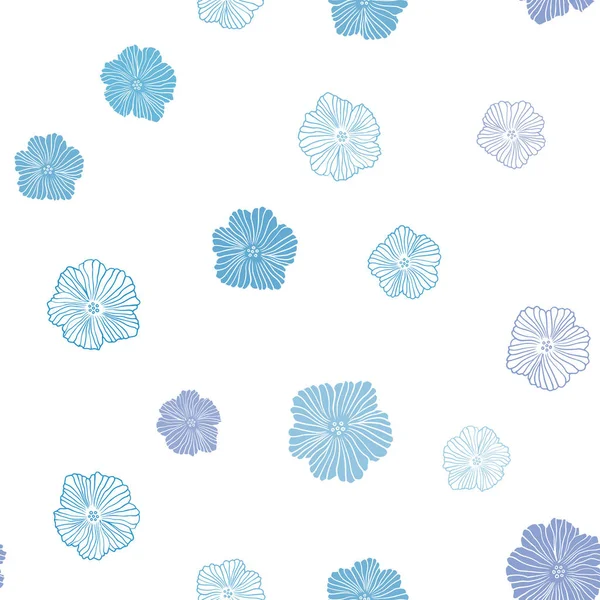 Light Blue Vector Seamless Doodle Background Flowers Sketchy Doodle Flowers — Stock Vector