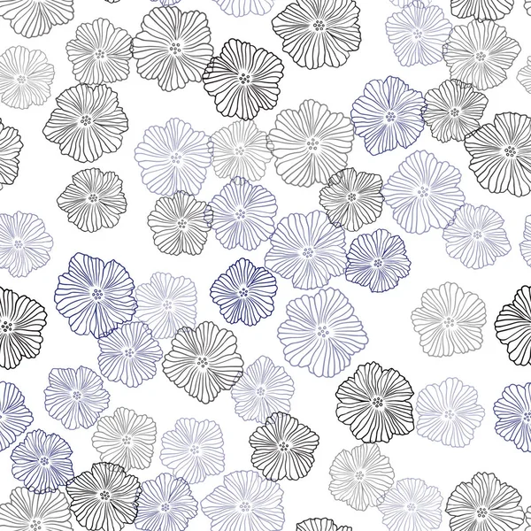 Dark Blue Vektor Nahtlosen Doodle Hintergrund Mit Blumen Leuchtend Farbige — Stockvektor