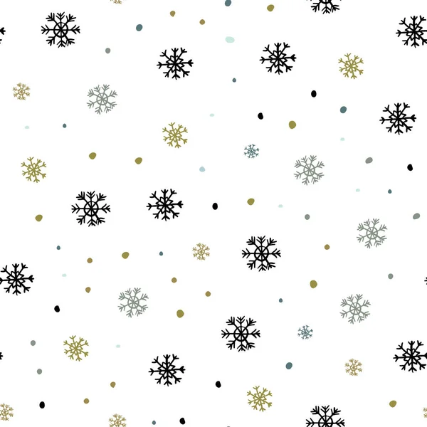 Lichtblauw Gele Vector Naadloze Achtergrond Met Sneeuwvlokken Xmas Abstracte Illustratie — Stockvector