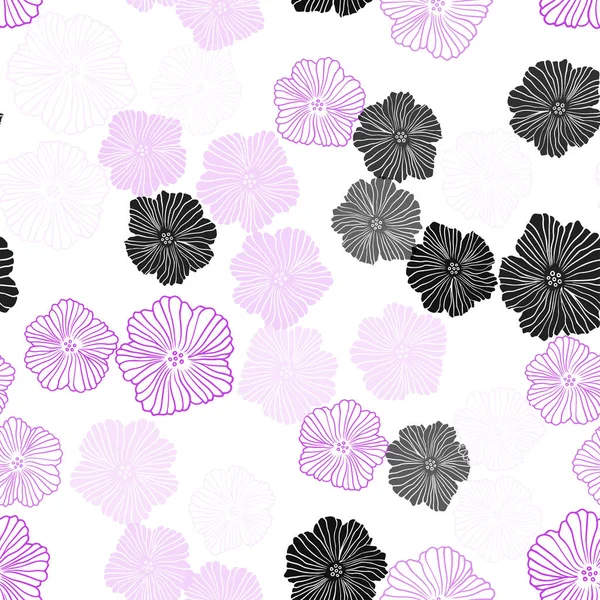 Licht Roze Vector Naadloze Doodle Patroon Met Bloemen Kleurrijke Afbeelding — Stockvector